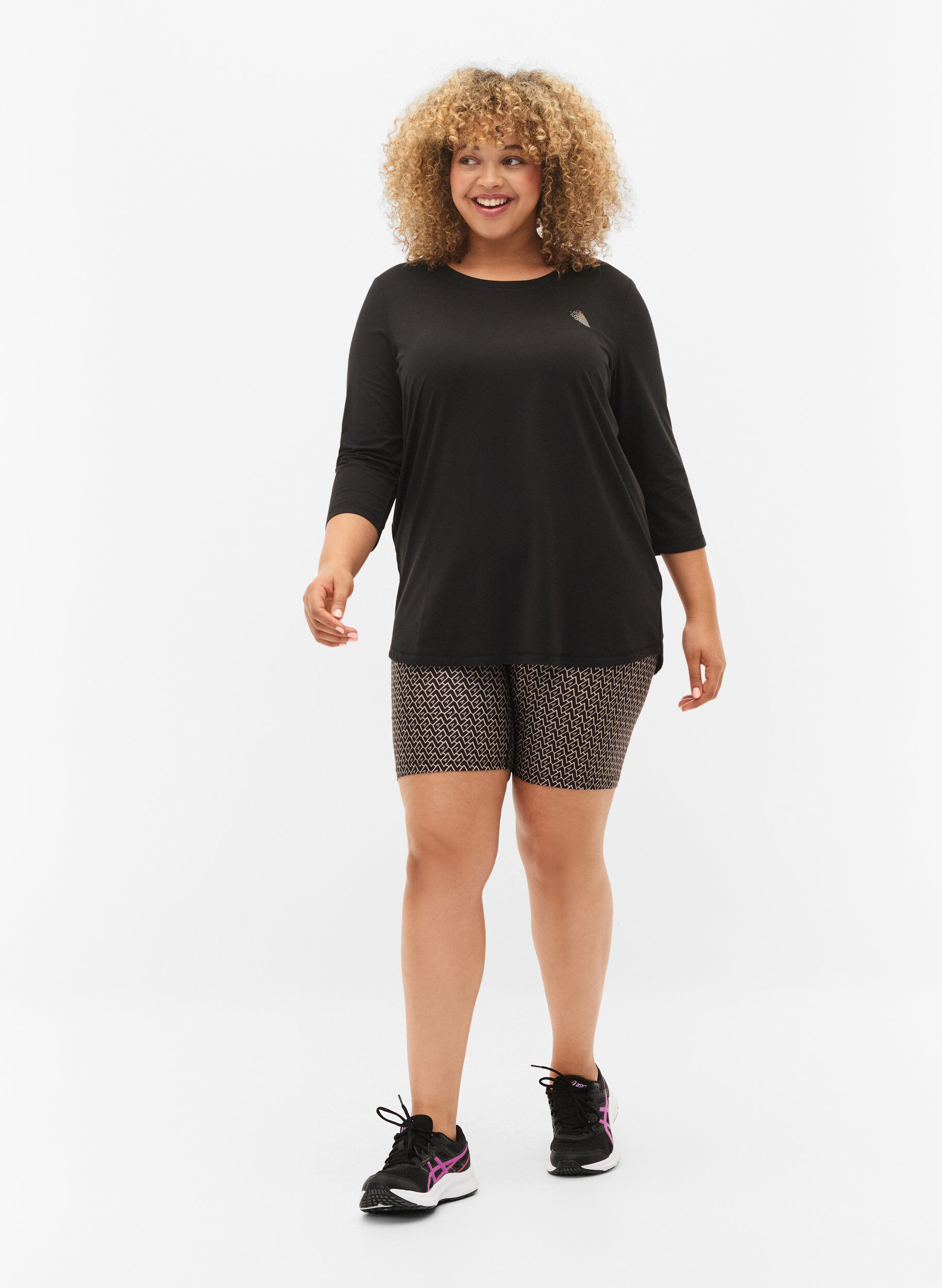 Zizzi Koszulka do cwiczen z rekawami 3/4, Czarne, Model image number 1