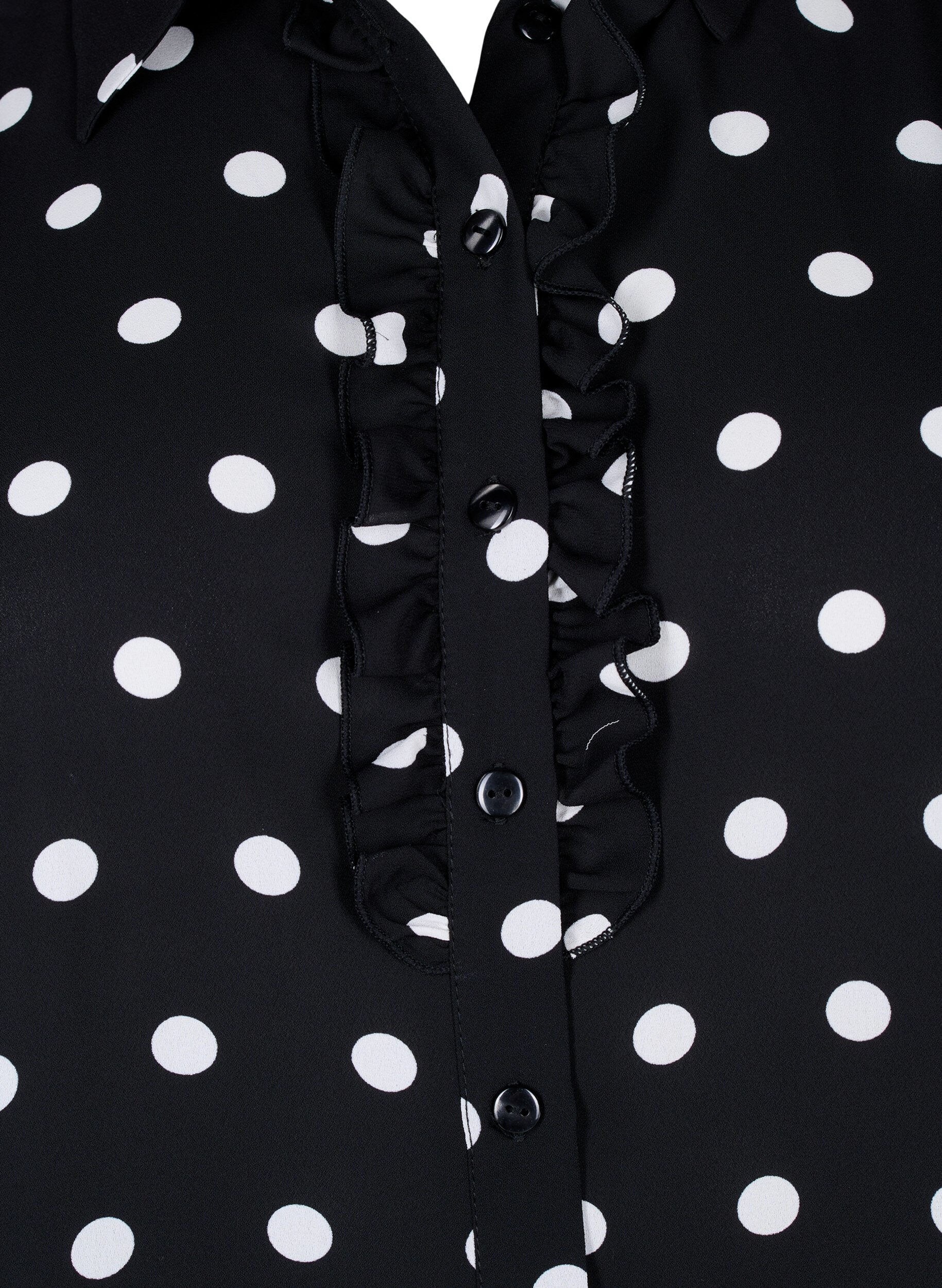 Zizzi Koszula w&nbsp;kropki z&nbsp;falbanka, Black W. White Dot, Packshot image number 2