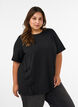 T-shirt z rozcieciami i ozdobnymi wiazaniami, Czarne, Model image number 0