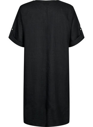 Sukienka z krótkim rekawem, wykonana w 100 % z lnu, Black, Packshot image number 1