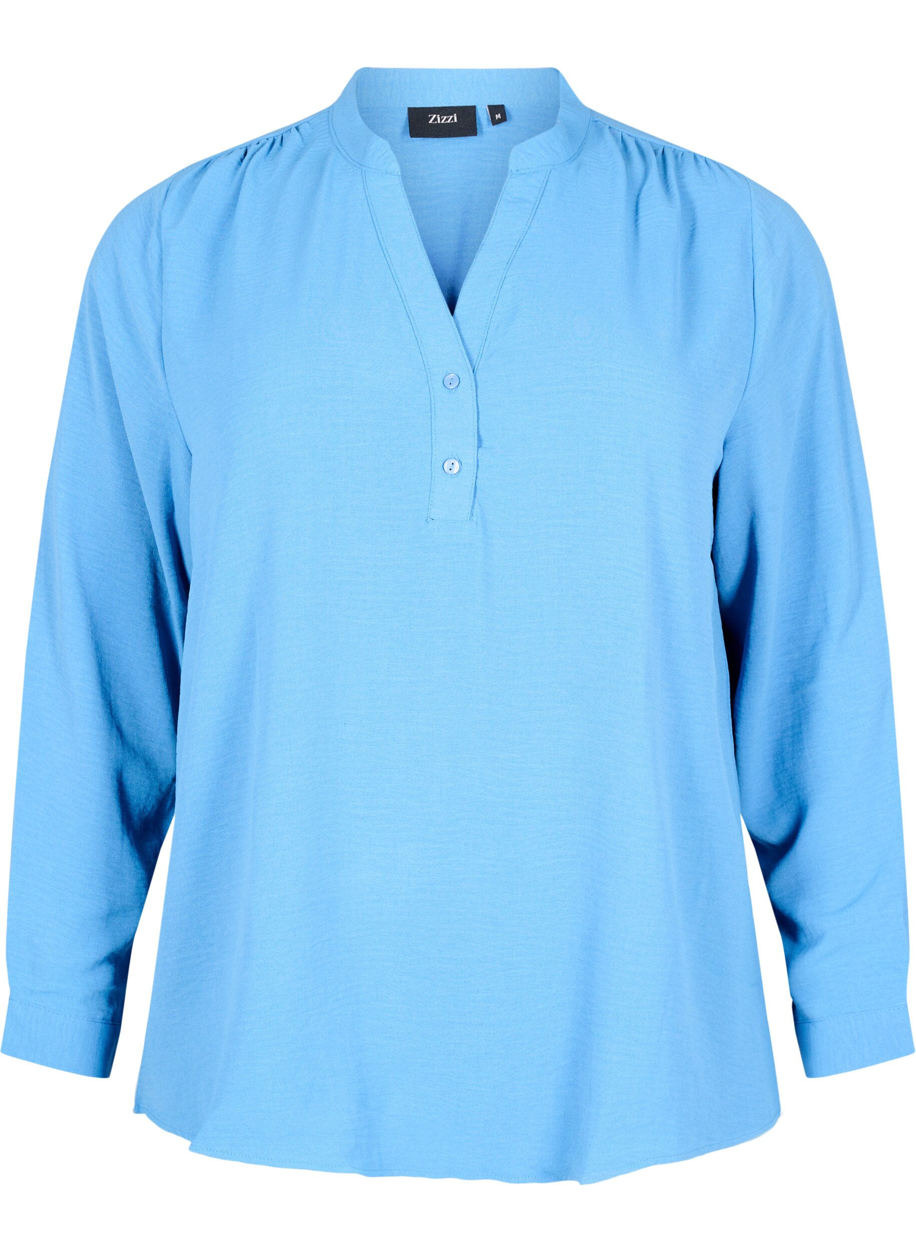 Zizzi Bluzka koszulowa z dlugimi rekawami i dekoltem w serek, Riverside, Packshot image number 0