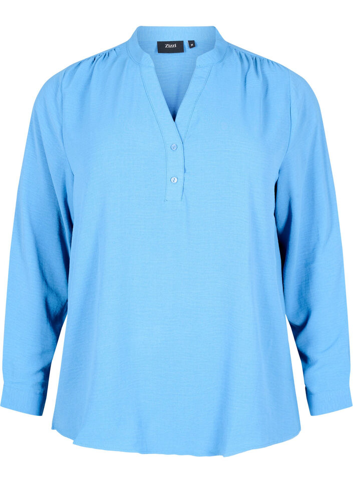 Bluzka koszulowa z dlugimi rekawami i dekoltem w serek, Riverside, Packshot image number 0