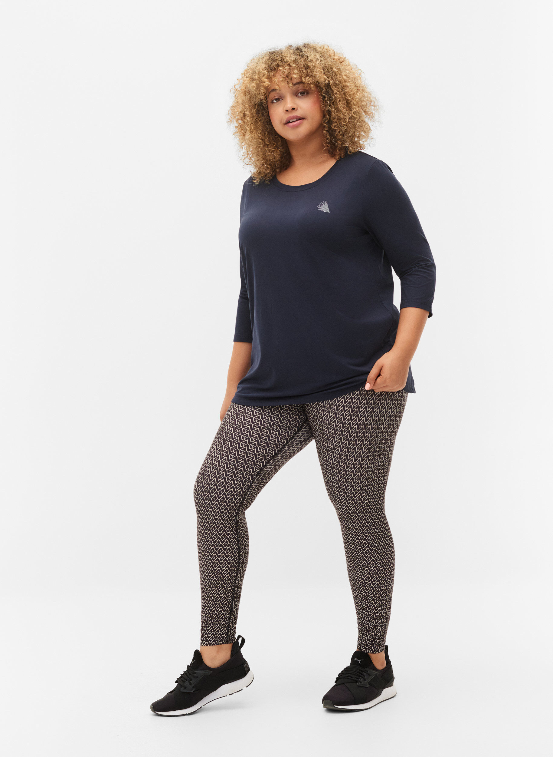 Zizzi Koszulka do cwiczen z rekawami 3/4, Niebieskie, Model image number 1