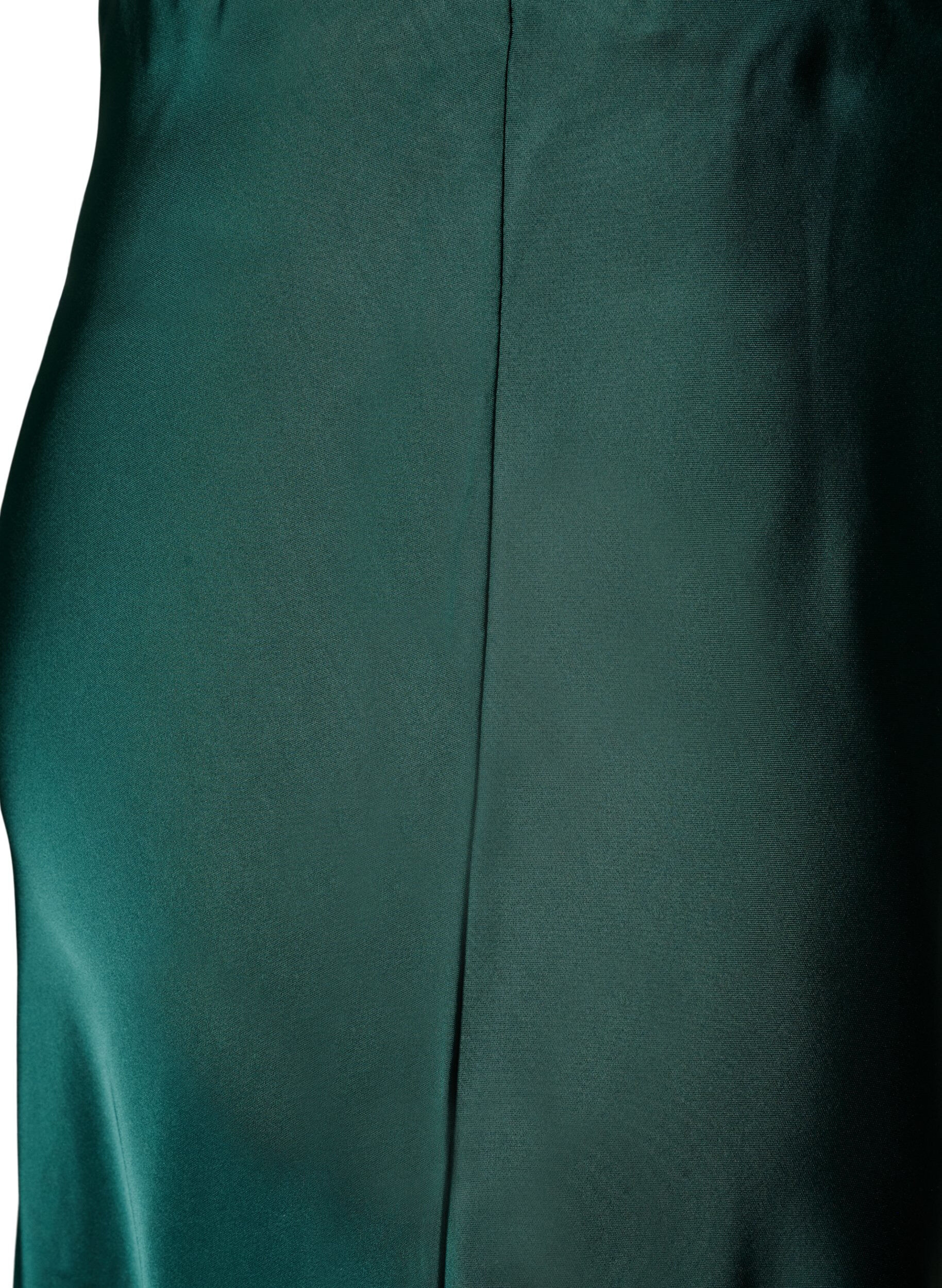 ZizziSatynowa sp&oacute;dnica midi, Zielony, Packshot image number 3
