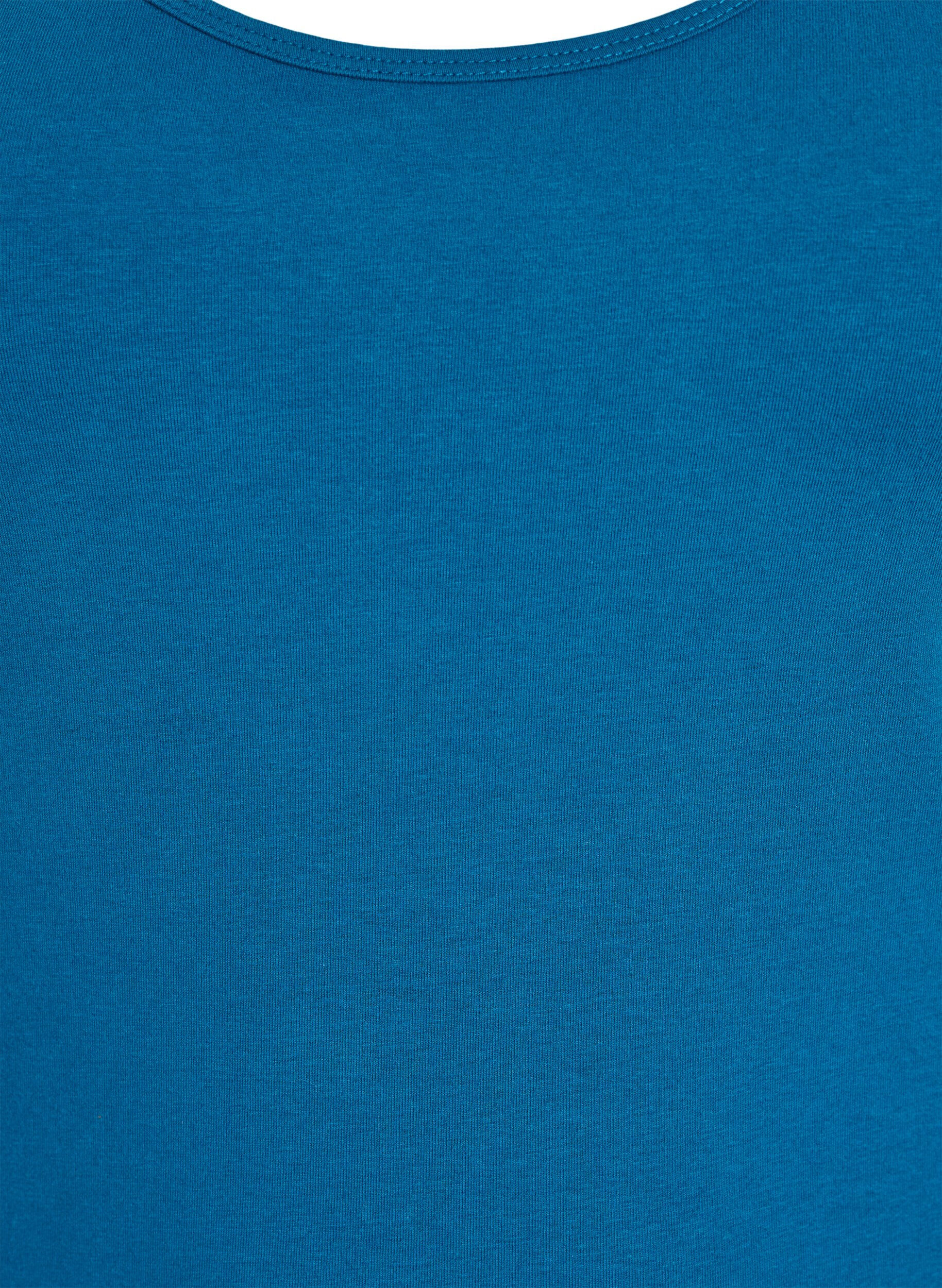 Zizzi Podstawowy top bawelniany w jednolitym kolorze, Niebieskie, Packshot image number 2