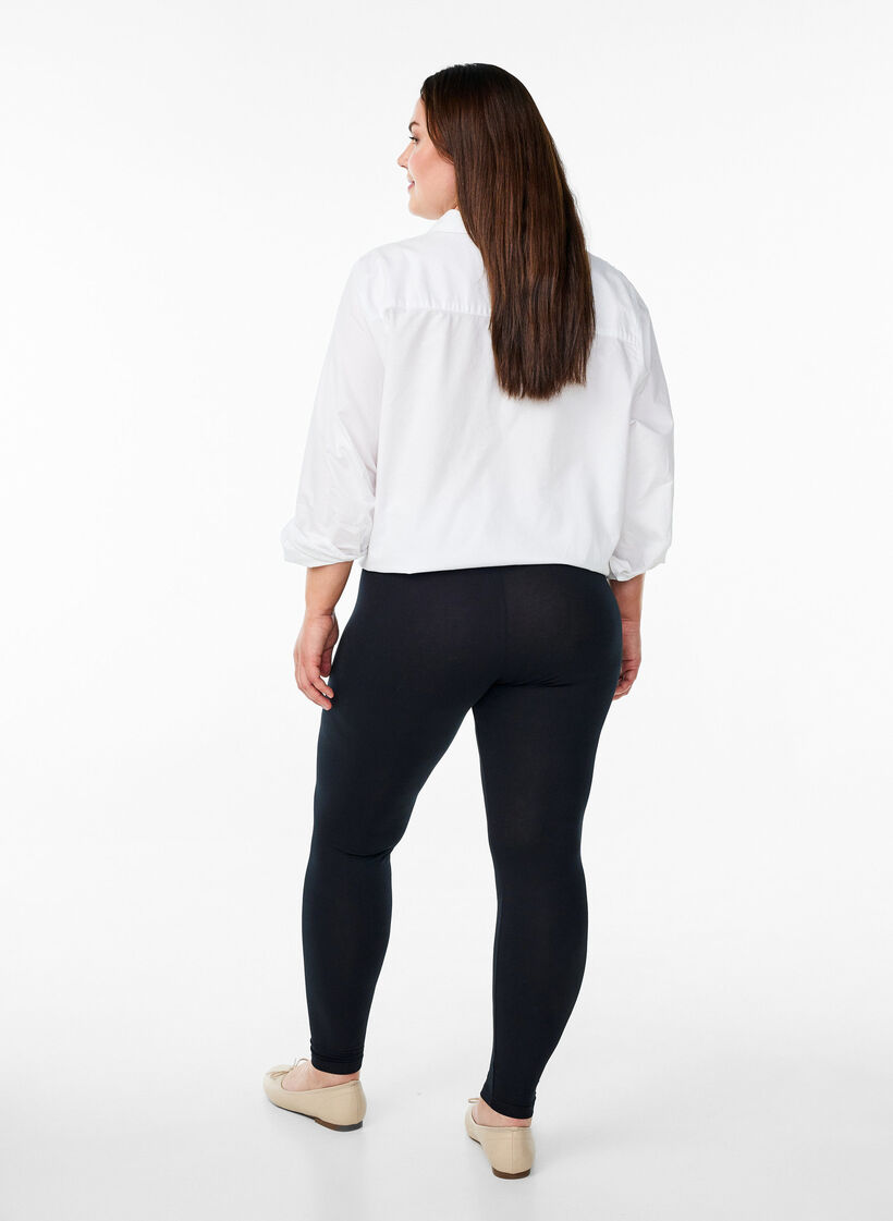 Legginsy z wiskozy w stylu basic, Czarne, Model image number 2