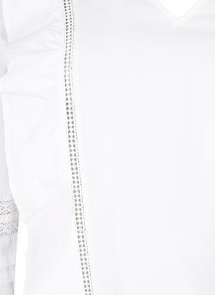 Bluzka z marszczeniami i koronkowym wykonczeniem, Bright White, Packshot image number 2