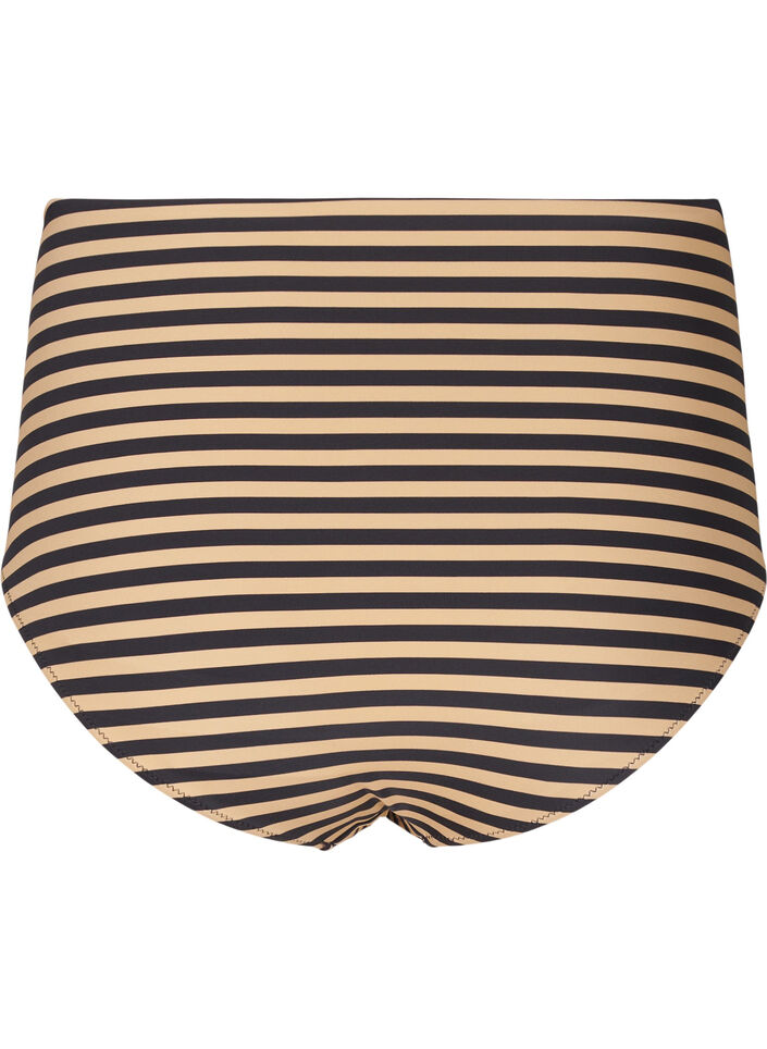 Pasiaste doly bikini z wysokim stanem, Brązowy, Packshot image number 1