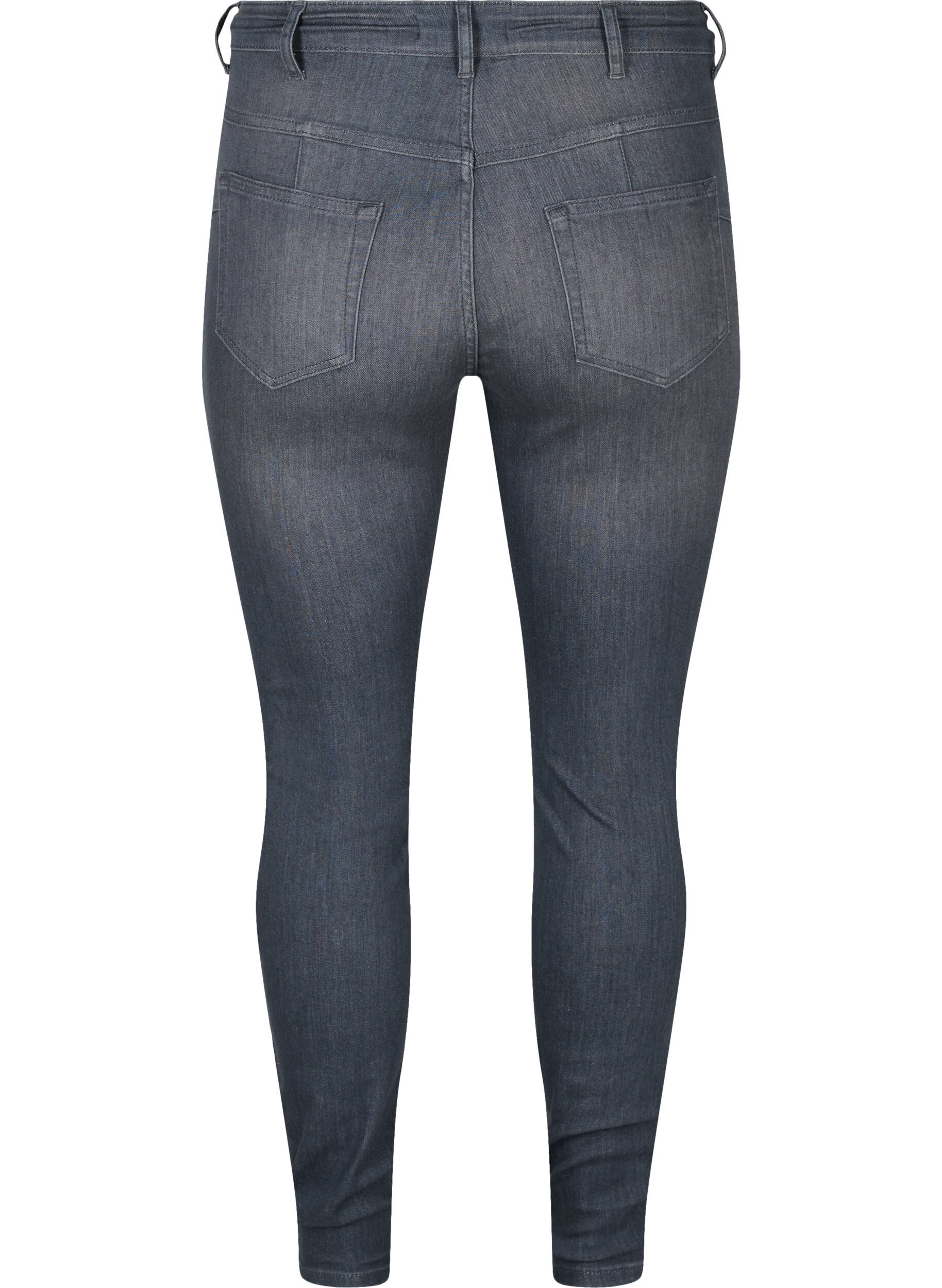 Zizzi High-waisted, push-up Amy jeans, Grey Denim, Packshot image number 1