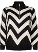 Dzianinowy sweter z golfem i suwakiem, Black Birch Stripe, Packshot image number 0