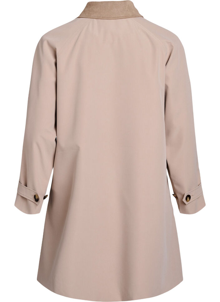 Kurtka wiosenna z kolnierzem ze zamszu i ukrytym zapieciem na guziki, Beżowy, Packshot