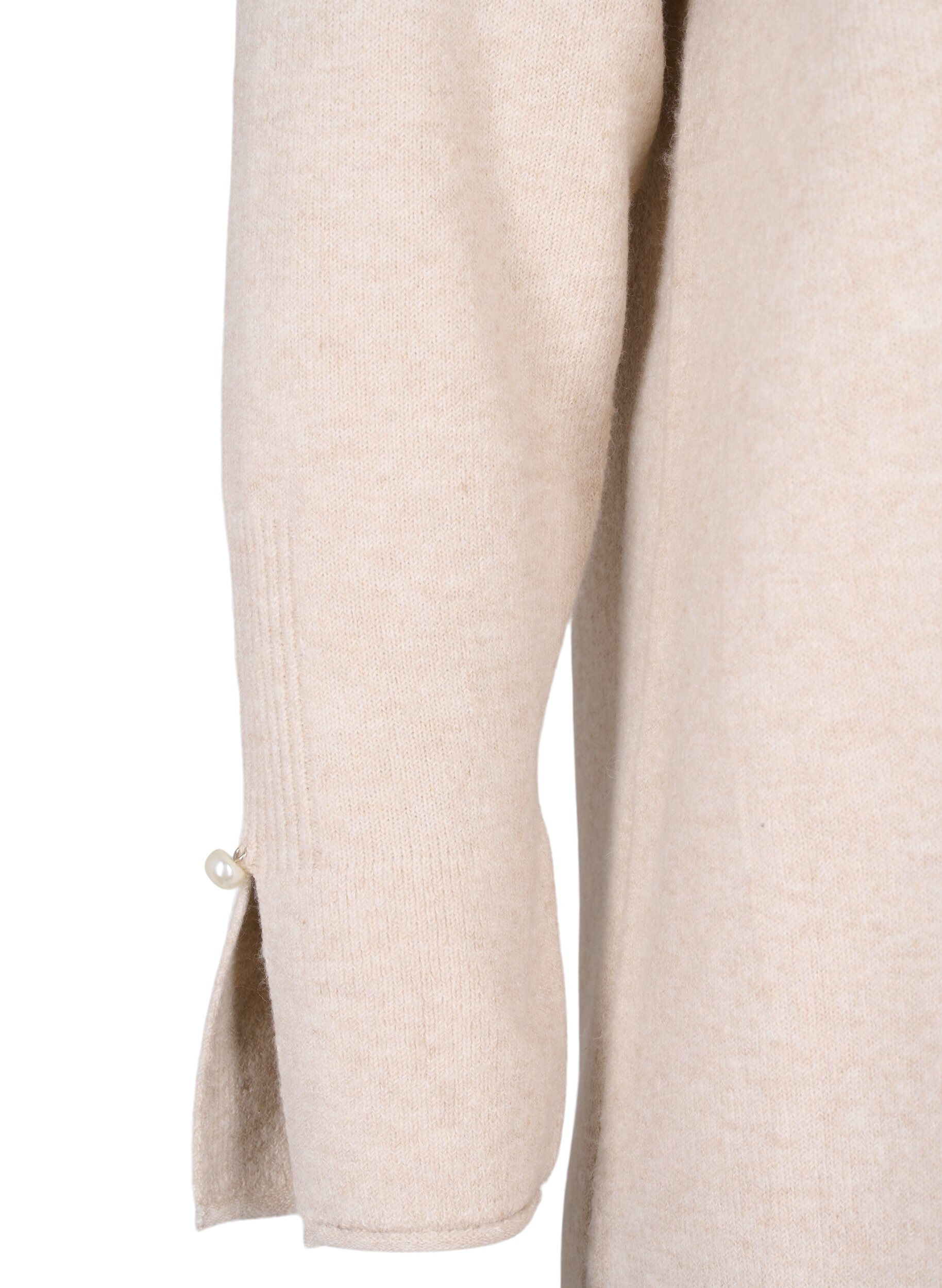 Zizzi Dzianinowa sukienka z rozcieciem w rekawach, Pumice Stone Mel., Packshot image number 3