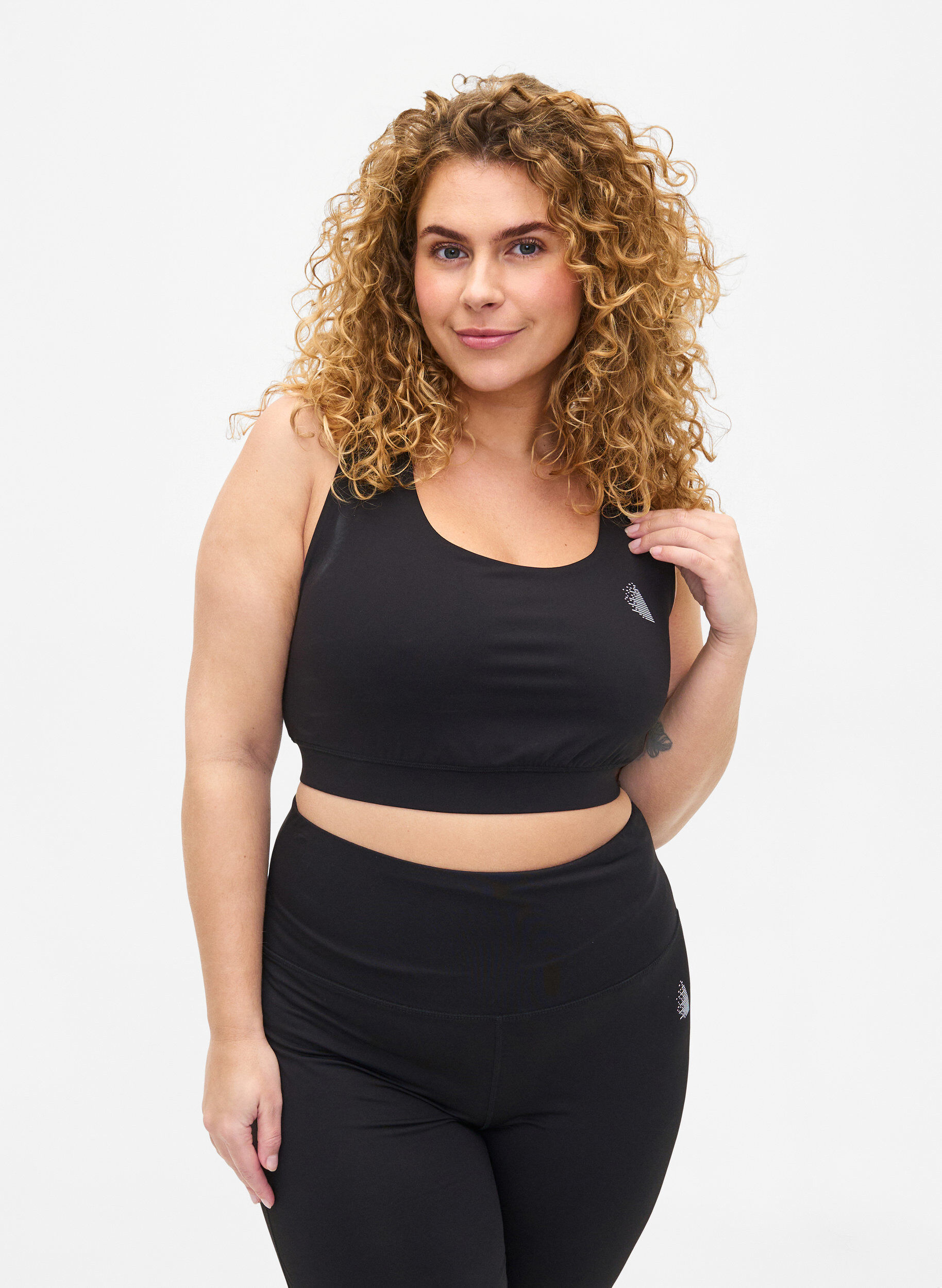 Zizzi Biustonosz sportowy z motywem krzyza z tylu, Black, Model image number 0