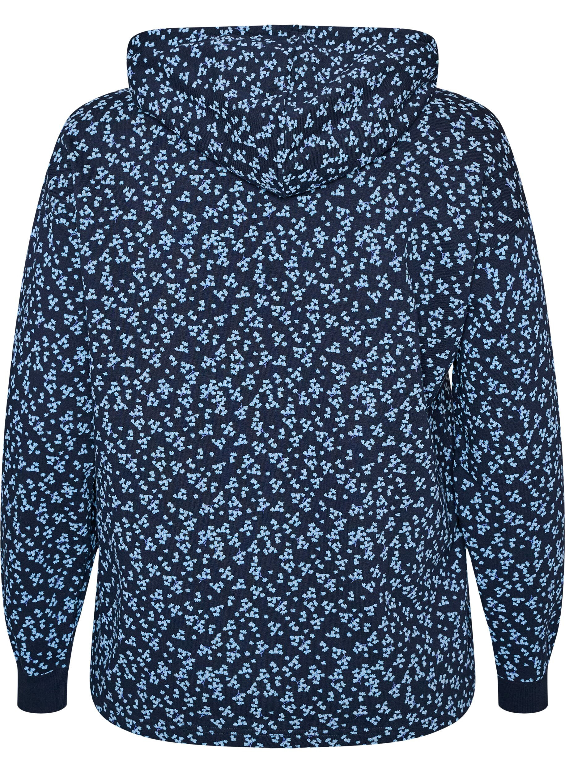 ZizziBluza z kapturem z nadrukiem na calej powierzchni, Niebieskie, Packshot image number 1