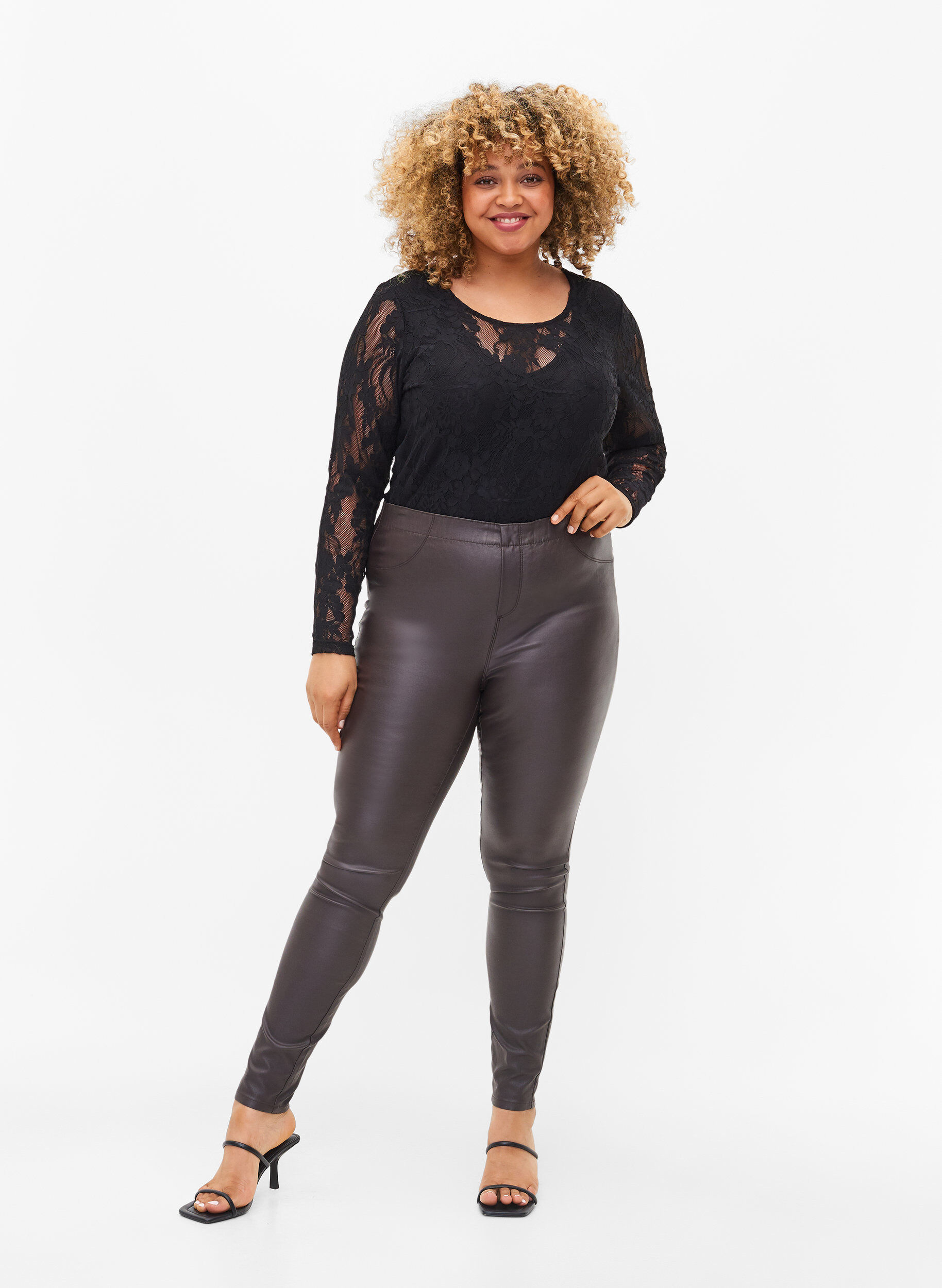 Zizzi Powlekane legginsy z mieszanki wiskozowej, After Dark, Model image number 0