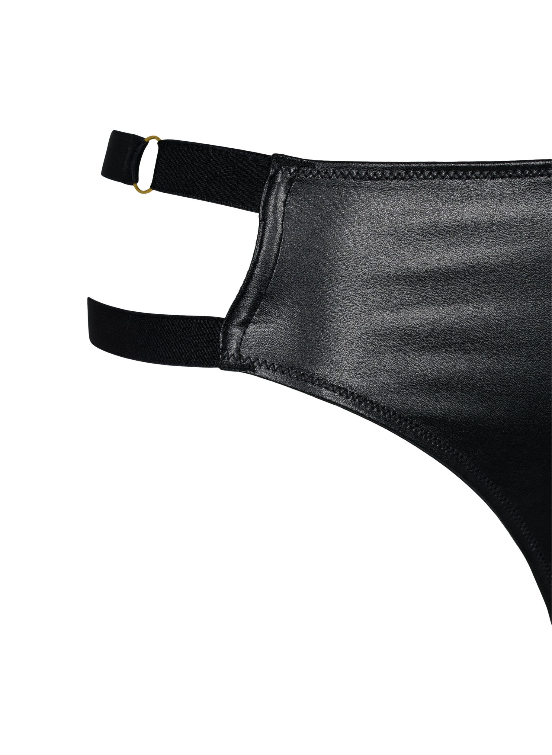 Zizzi Coated thong with string, Black, Packshot image number 3