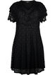 Sukienka w kolorze blond z krótkim rekawem i szerokimi falbankami, Black, Packshot image number 0
