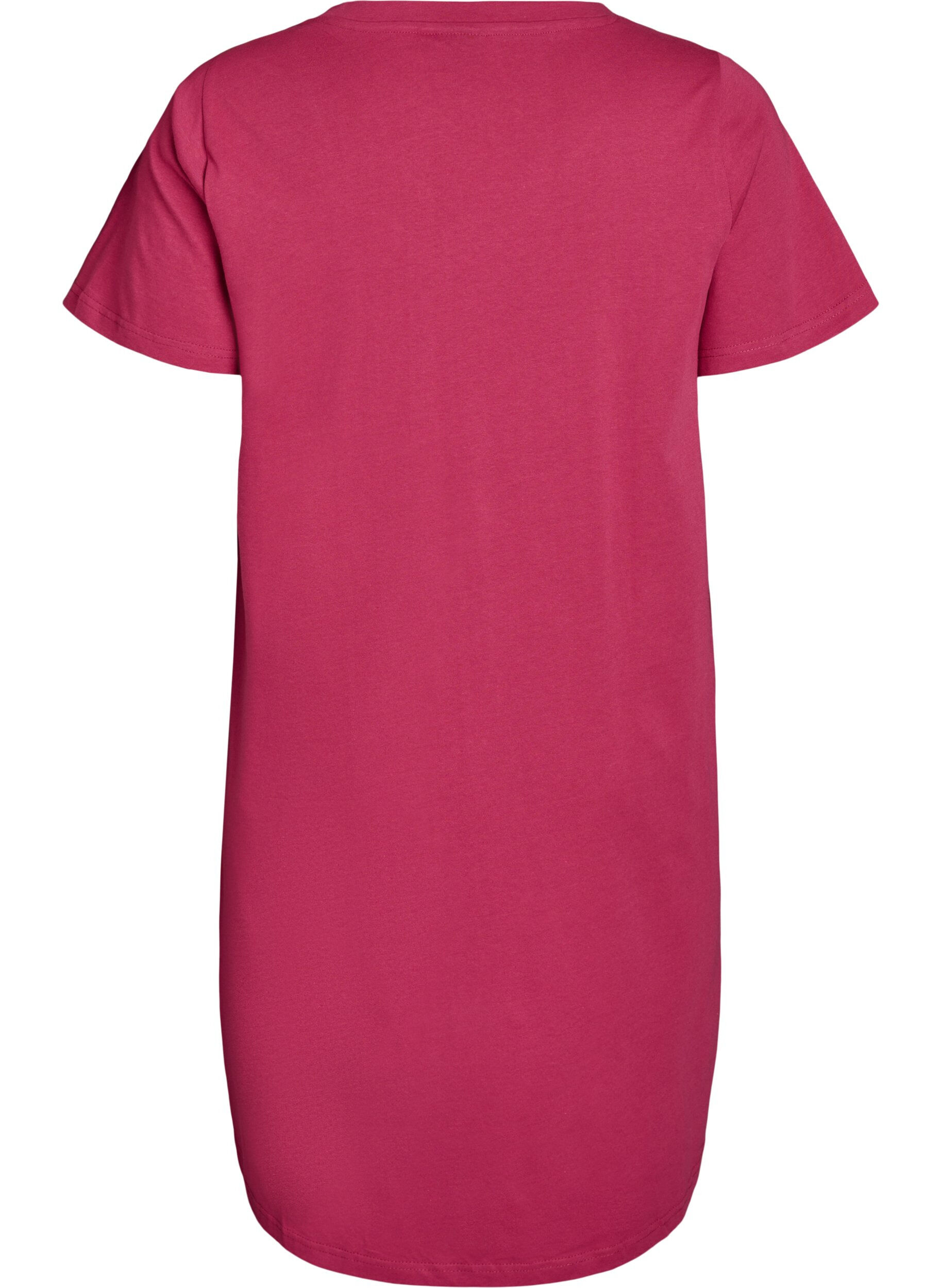 Zizzi Koszula nocna z bawelny organicznej z dekoltem w szpic, Czerwony, Packshot image number 1