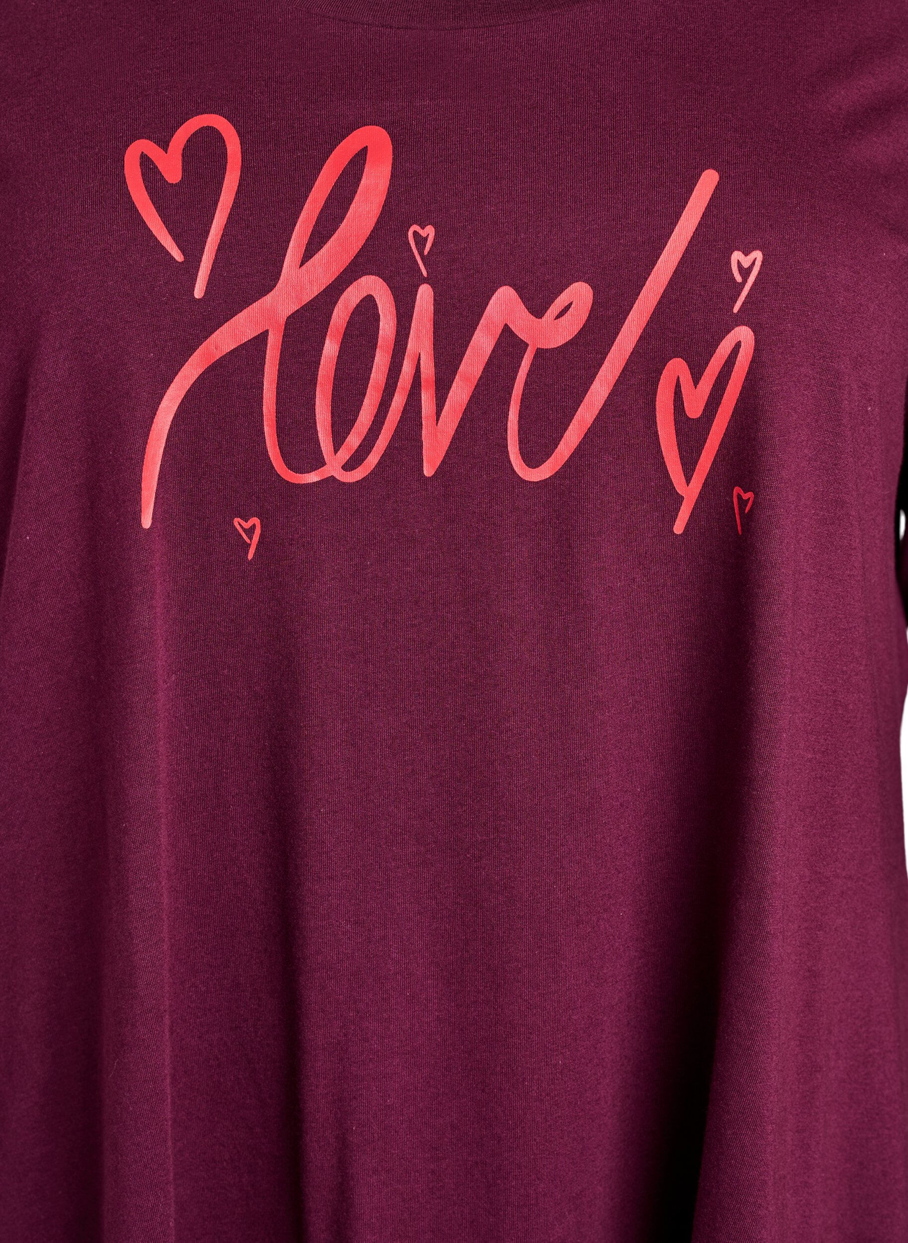 Zizzi Koszula nocna z dlugimi rekawami wykonana z bawelny organicznej, Ciemnobordowy, Packshot image number 2