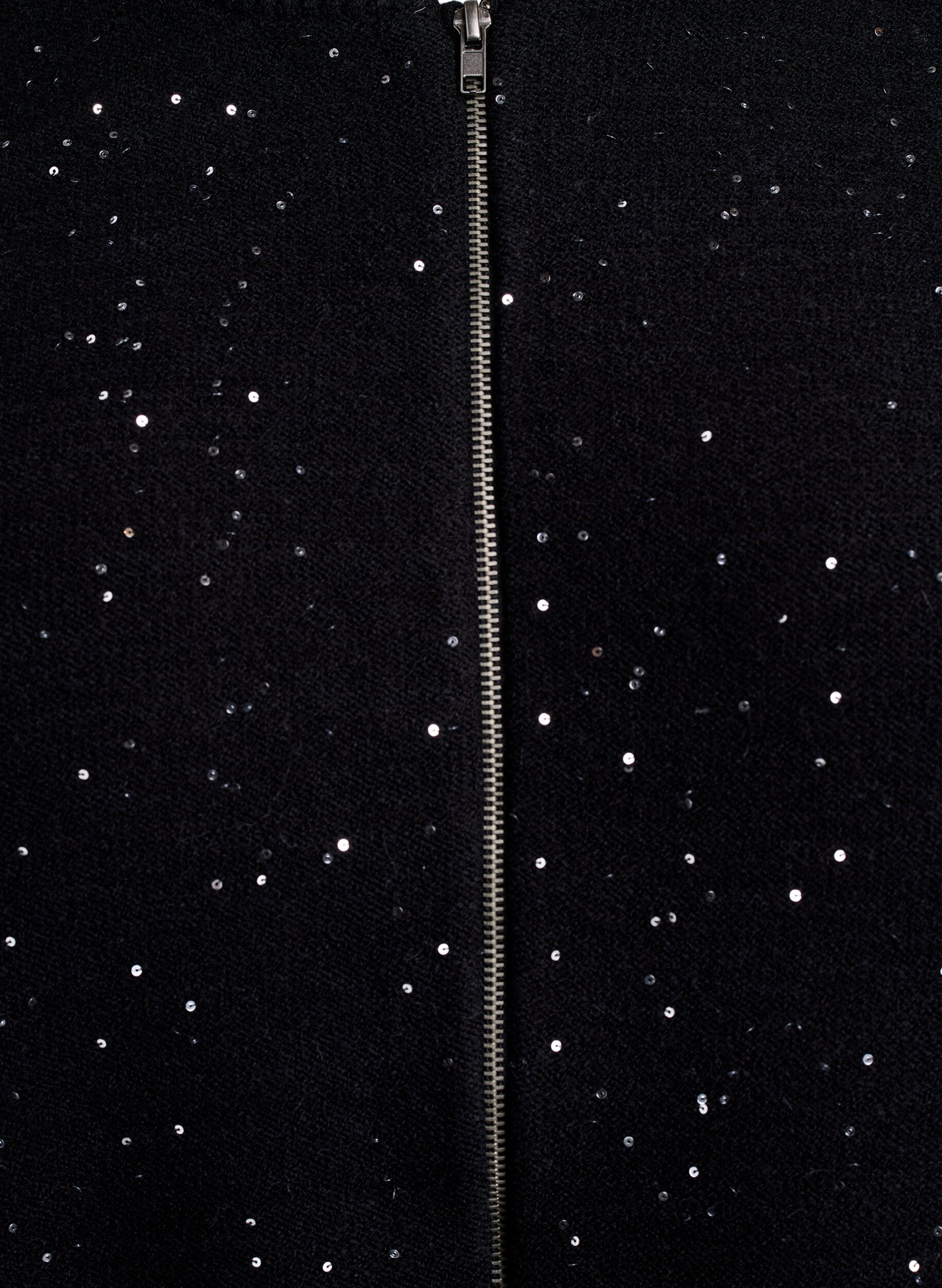 Zizzi  Zapinany na zamek kardigan z cekinami, Czarne, Packshot image number 2