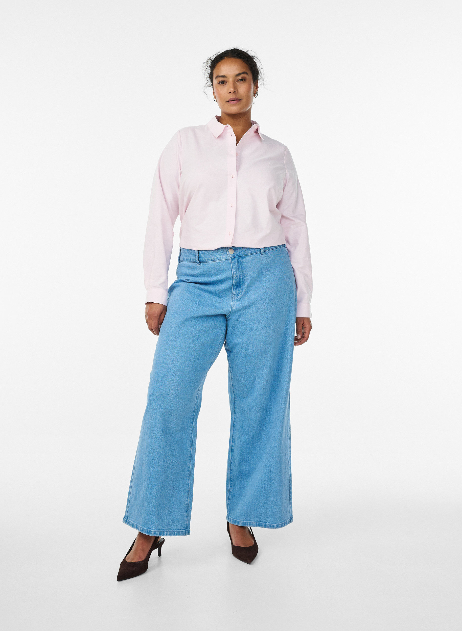 Zizzi Bawelniana koszula z dlugim rekawem, R&oacute;żowy, Model image number 1