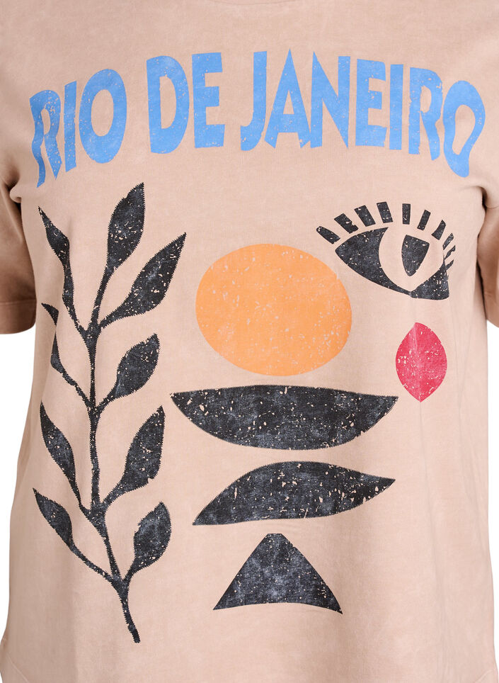 Koszulka bawelniana z nadrukiem z przodu, Beżowy, Packshot image number 2