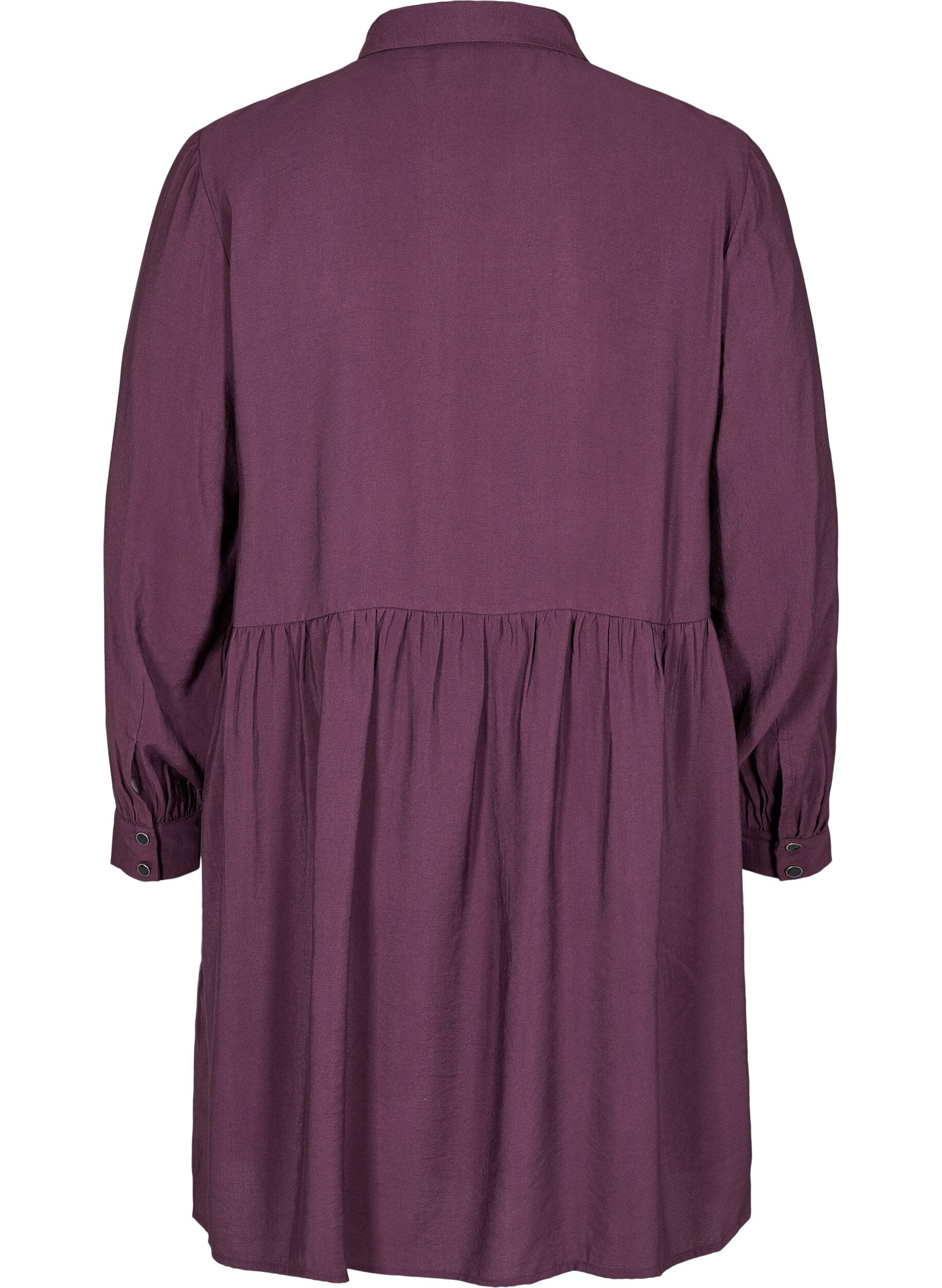 Zizzi Solid-coloured, A-line shirt dress, Plum Perfect, Packshot image number 1