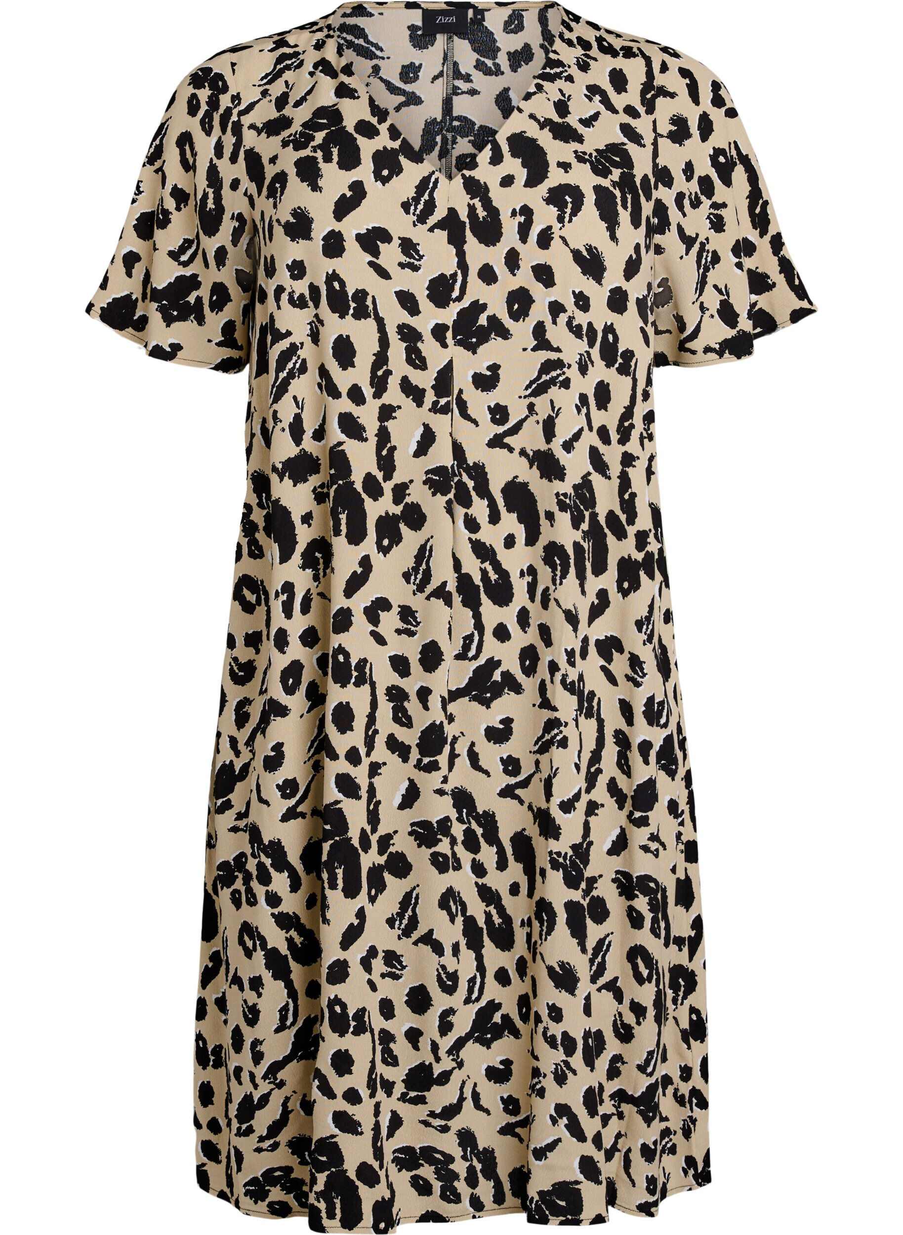 Zizzi Wiskozowa sukienka o linii A, Beżowy, Packshot image number 0