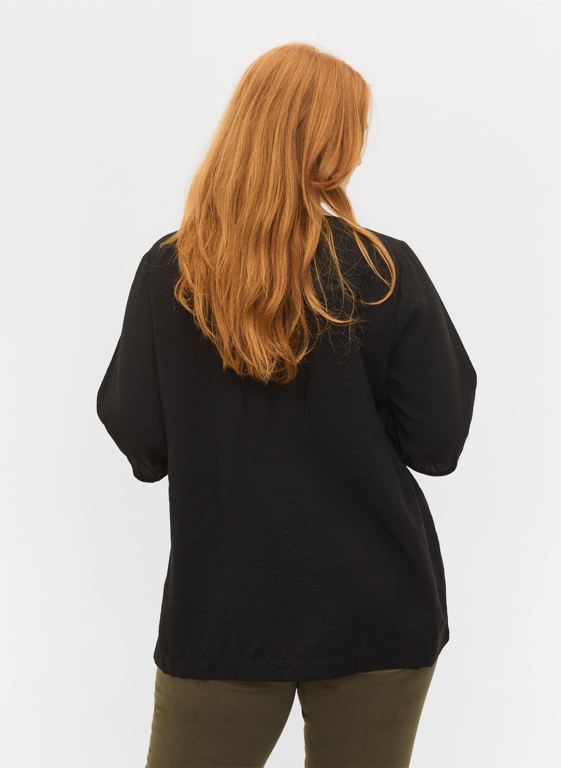 Zizzi Balloon sleeve blouse, Black, Model image number 1