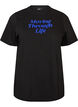 Bawelniany T-shirt z napisem, Czarne, Packshot image number 0