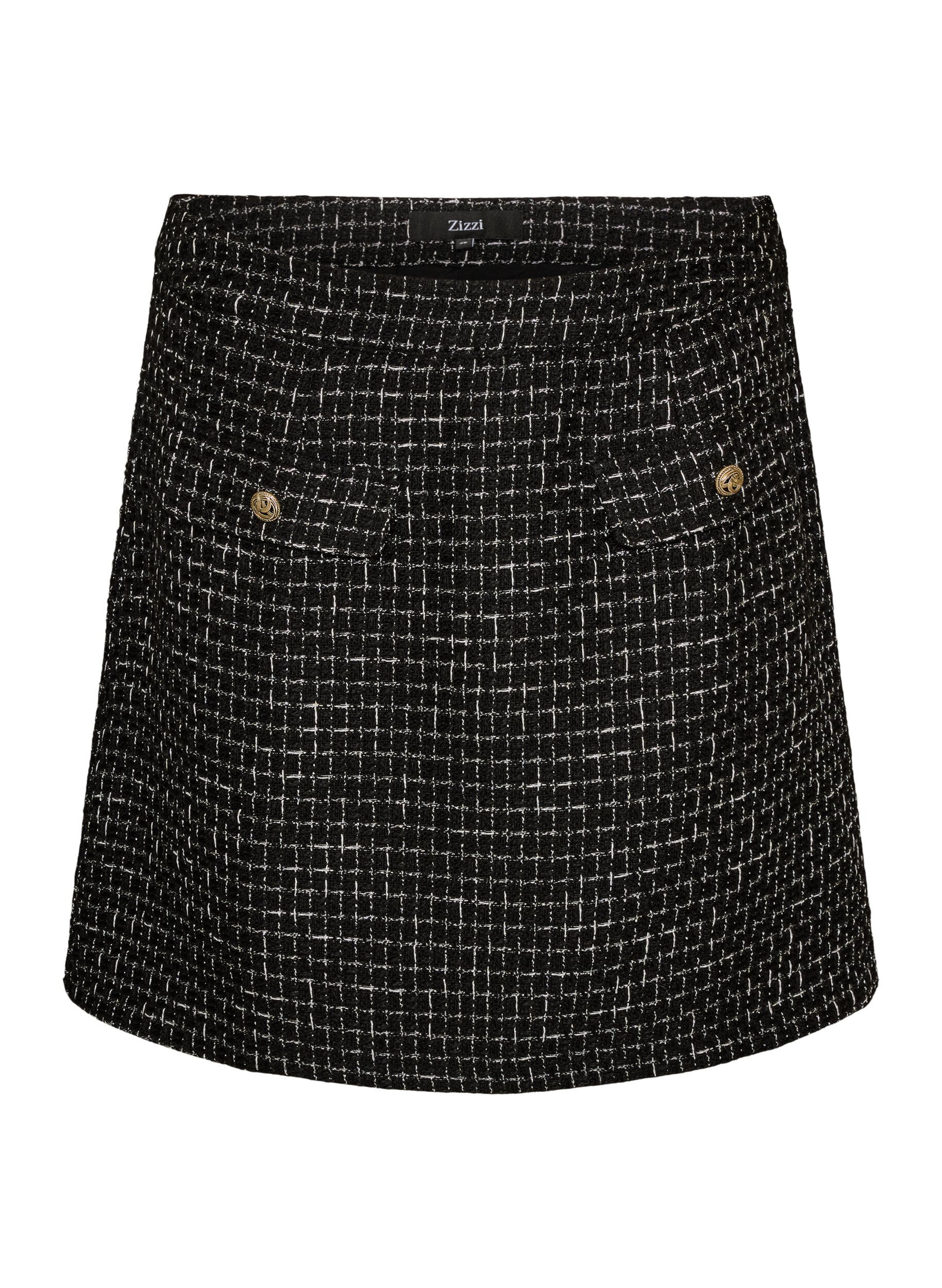 ZizziKr&oacute;tka sp&oacute;dnica z tkaniny boucl&eacute;, Czarne, Packshot image number 0