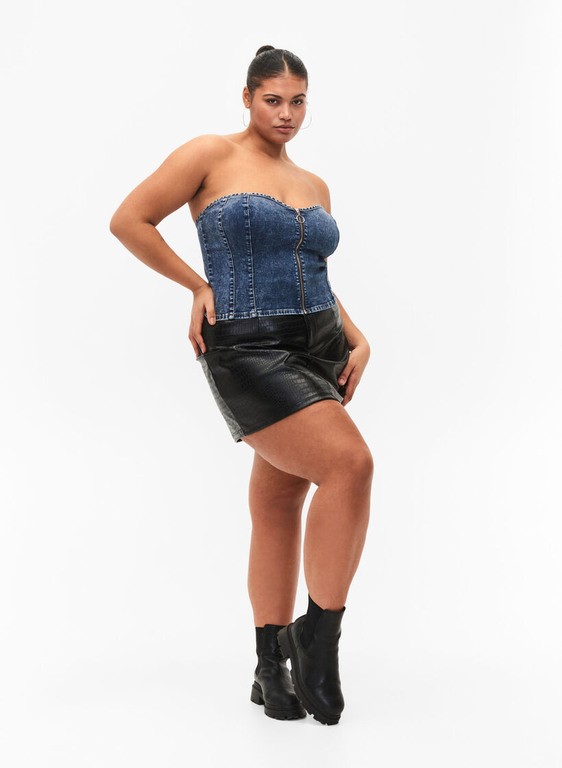 Dzinsowy gorset z suwakiem, Blue denim, Model image number 3