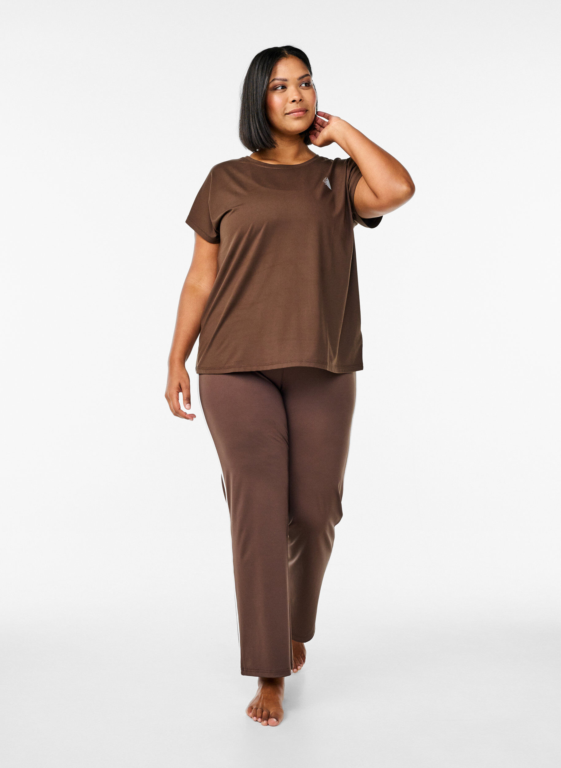 Zizzi Jednokolorowa koszulka treningowa, Brązowy, Model image number 1