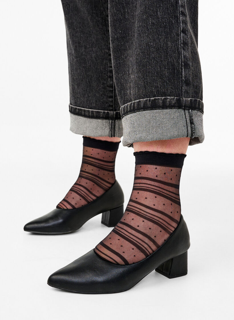 2-pack Skarpetki za kostke w paski i kropki, Black Dot, Model image number 0