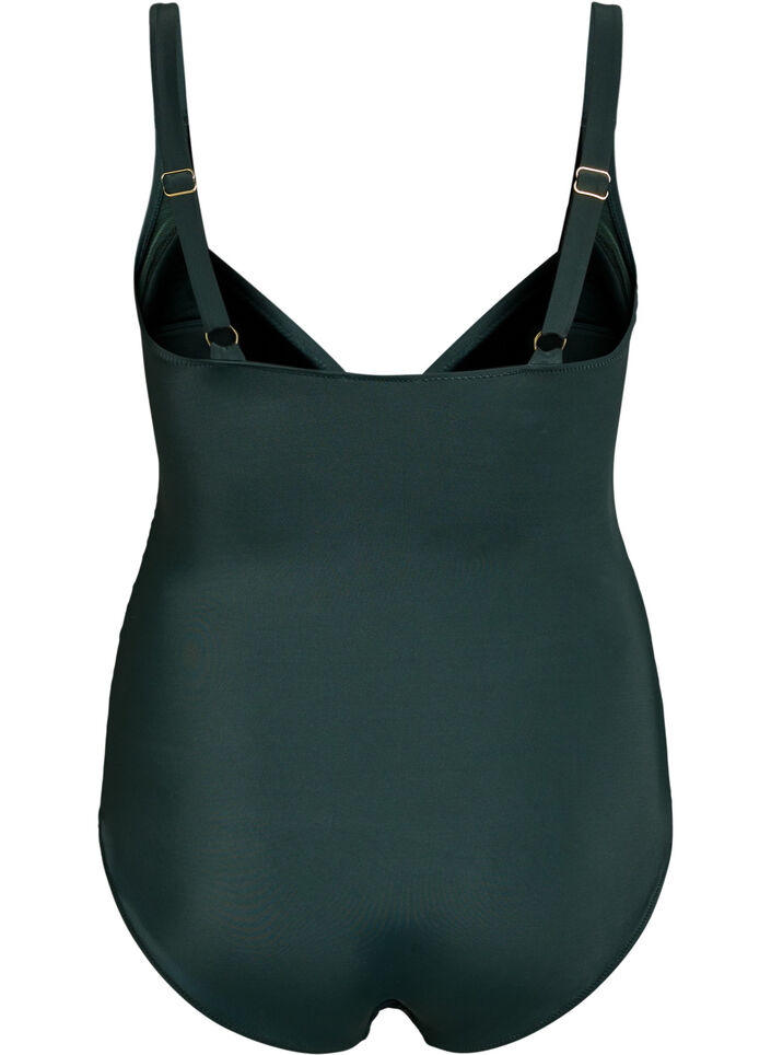 Plaszcz kapielowy z detalem w postaci pierscionka i drapowaniem, Zielony, Packshot image number 1