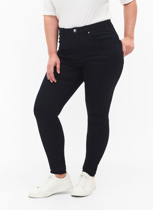 Super waskie jeansy Amy z wysokim stanem, Unwashed, Model image number 2
