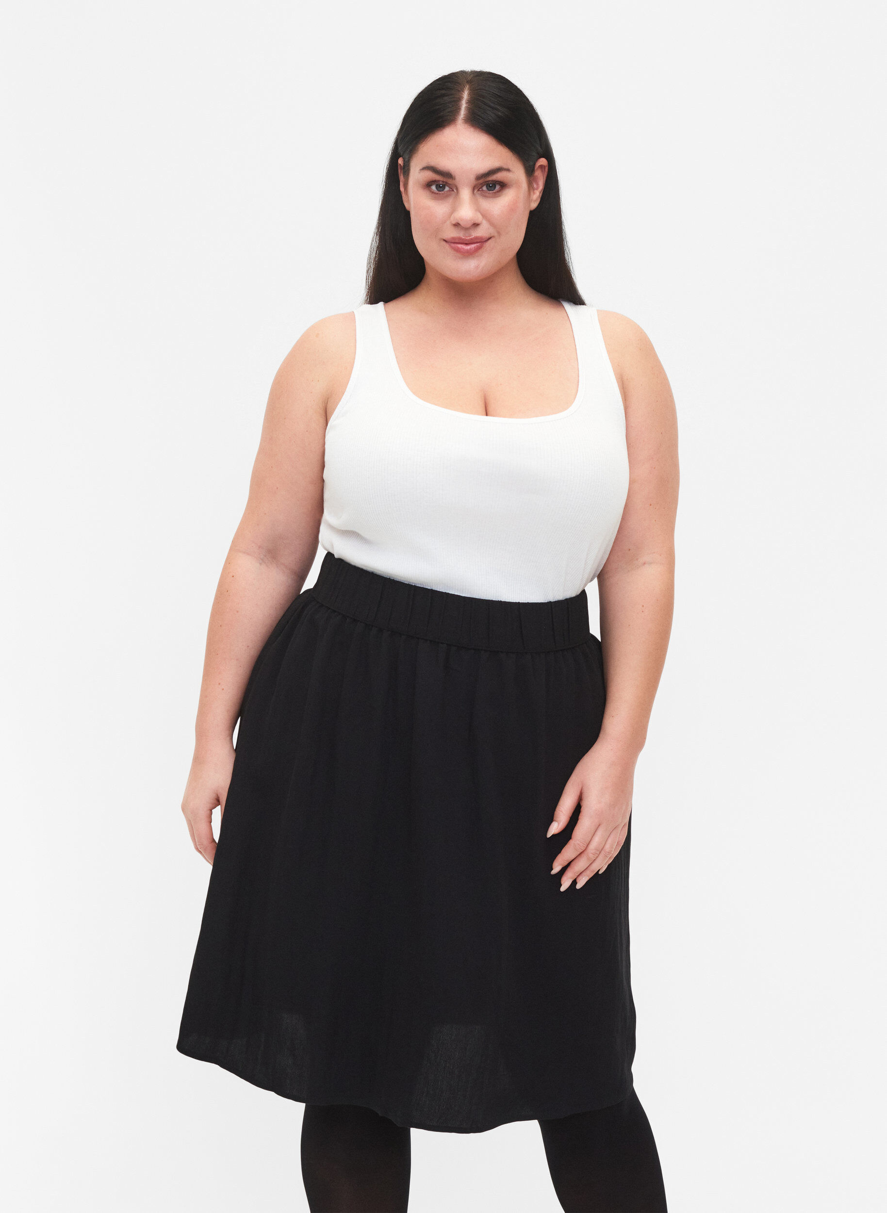 Zizzi Loose viscose skirt, Black, Model image number 0