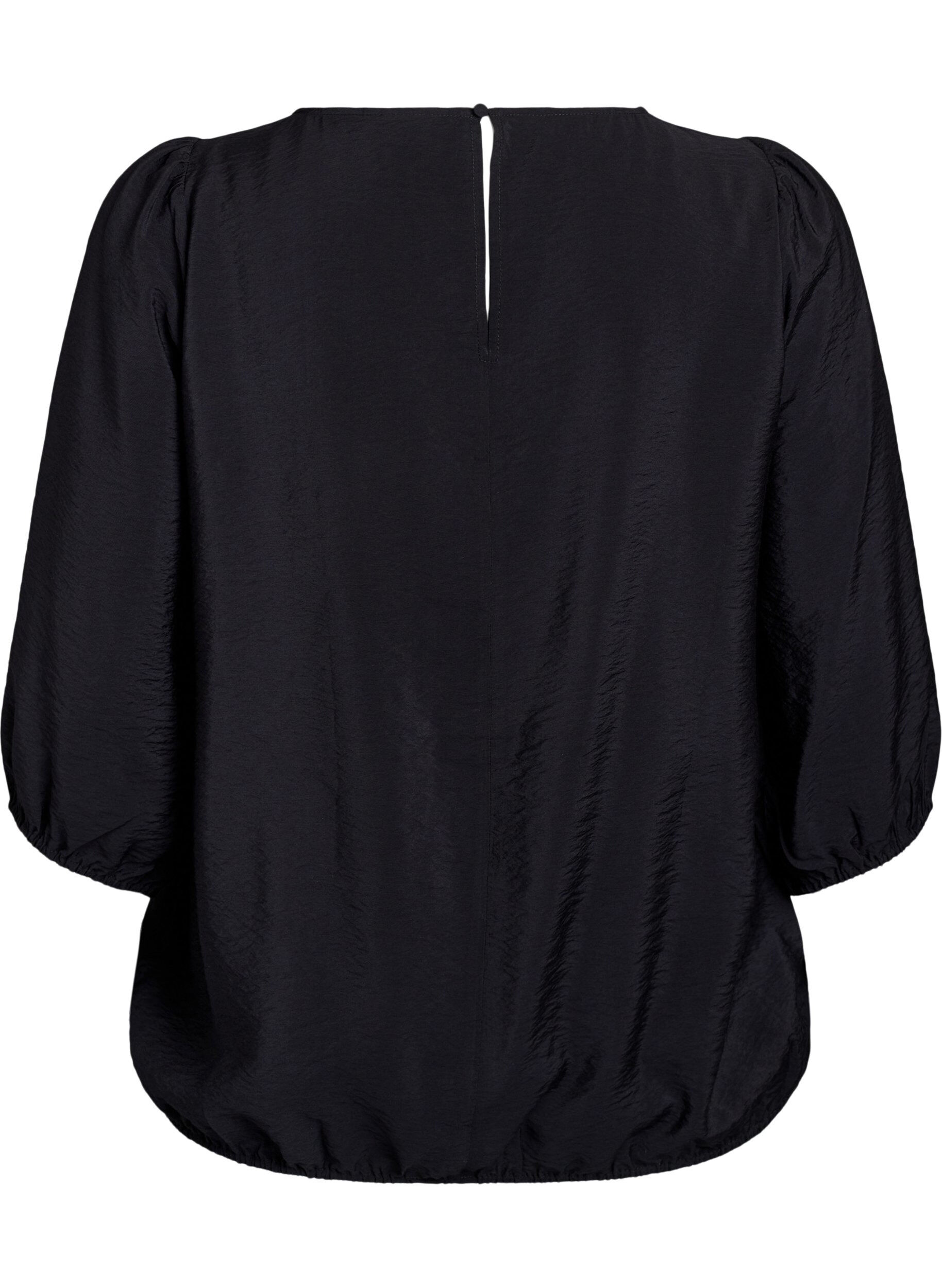 Zizzi Bluzka z rekawami 3/4 i koronkowymi detalami, Czarne, Packshot image number 1