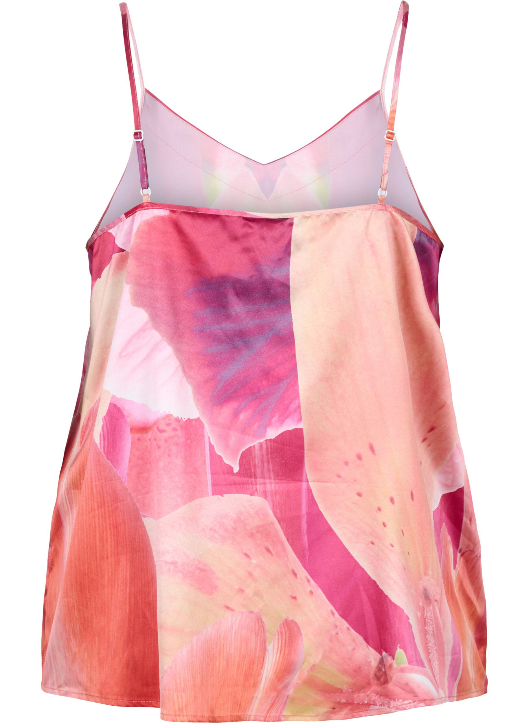 Zizzi Patterned night top, Orange Pink AOP, Packshot image number 1