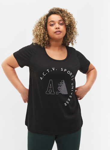 Sportowa koszulka z nadrukiem, Black A.C.T.V, Model image number 0