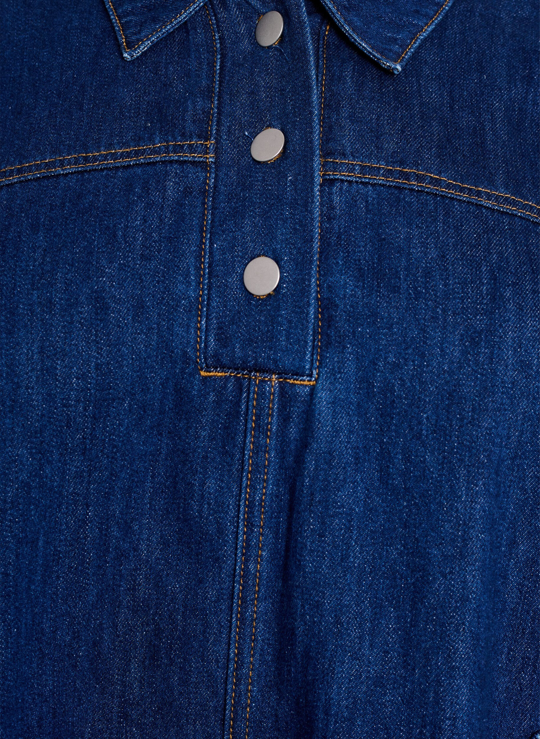 Zizzi Kr&oacute;tkiej sp&oacute;dniczki dzinsowej z kolnierzykiem i zapinaniem na guziki, Niebieskie, Packshot image number 2