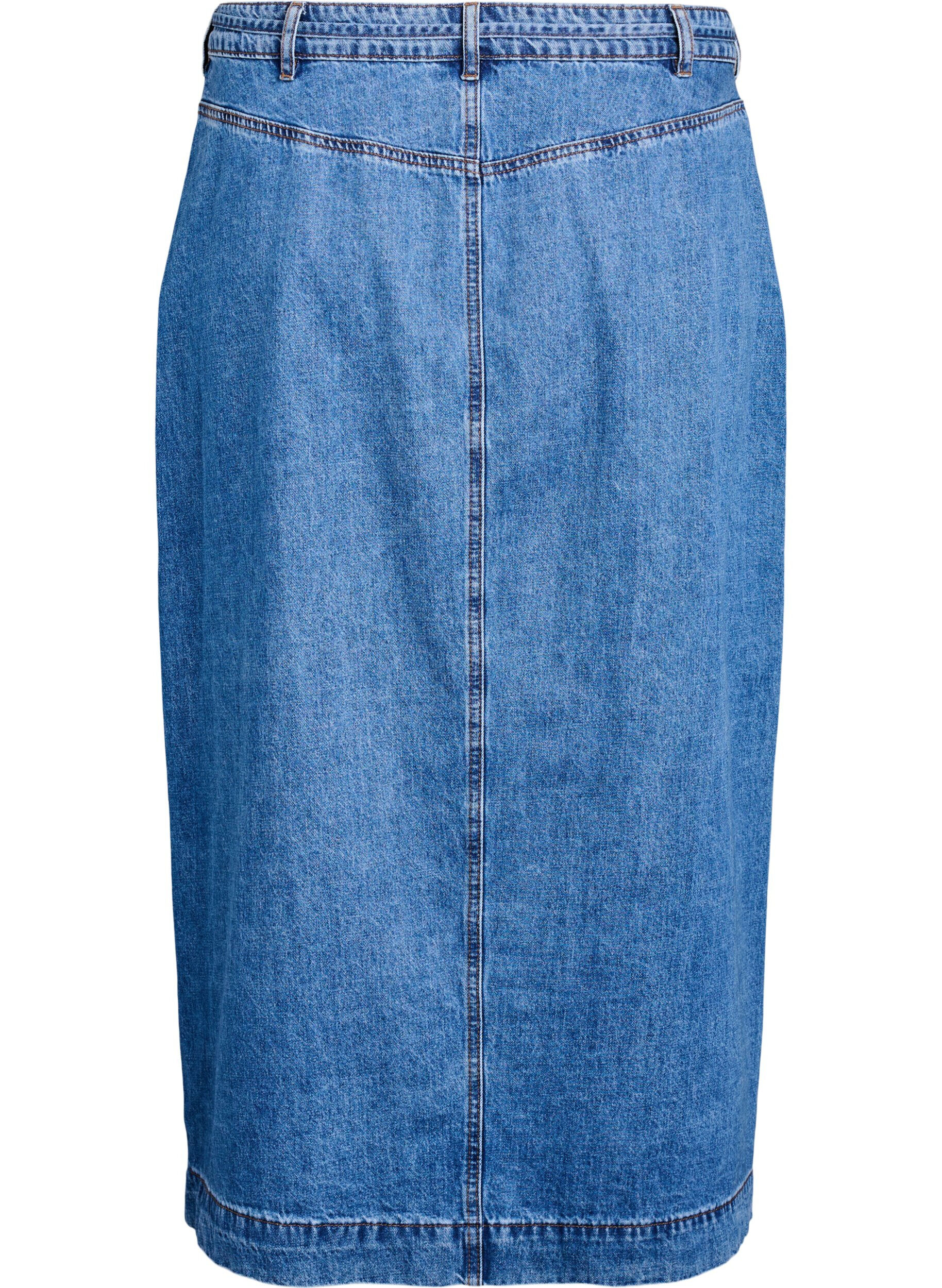 Zizzi Dzinsowa sp&oacute;dnica maxi z wiazanym paskiem, Blue Denim, Packshot image number 1