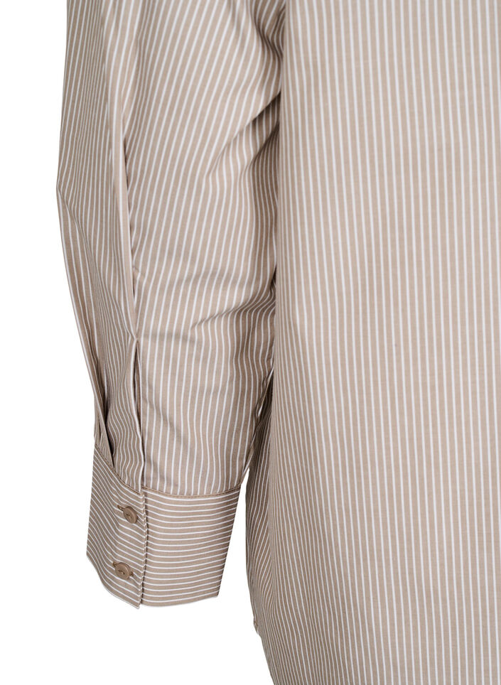 Luzna koszulka w paski z dlugim rekawem, Brązowy, Packshot image number 3