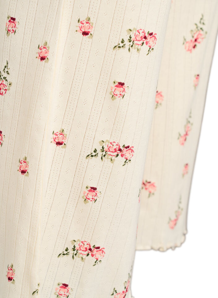 Bawelna organiczna d&oacute;l pizamy ze wzorem teksturowanym, Biały, Packshot