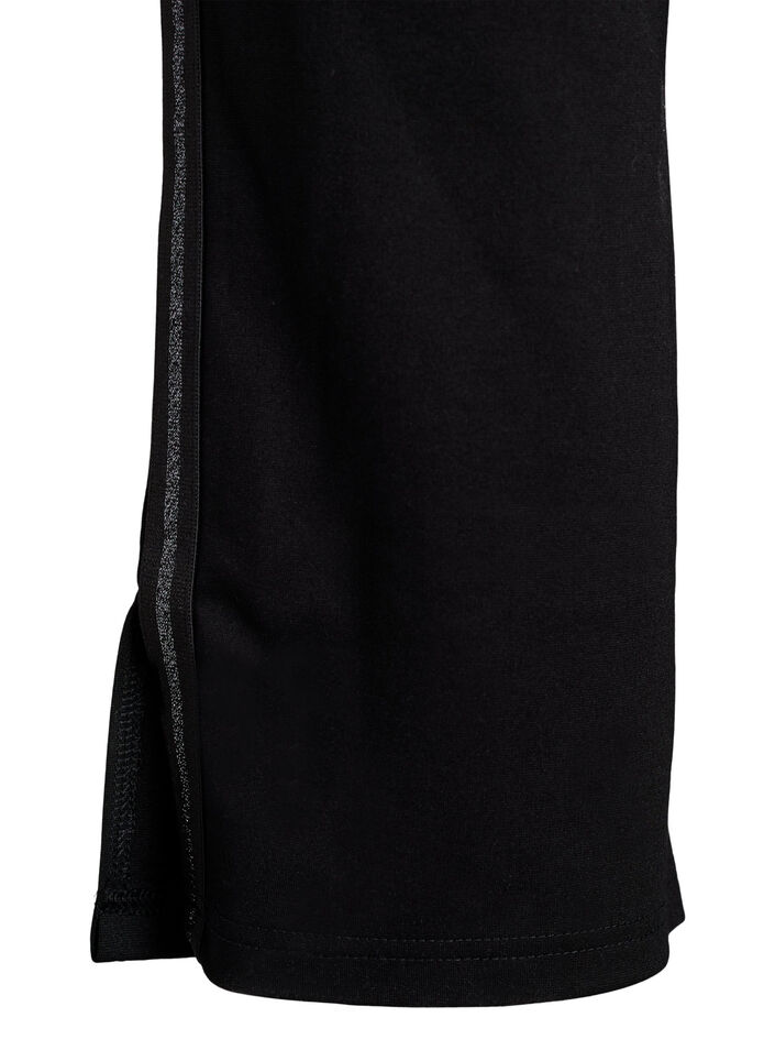 Legginsy z brokatowym paskiem i rozcieciami, Czarne, Packshot image number 3