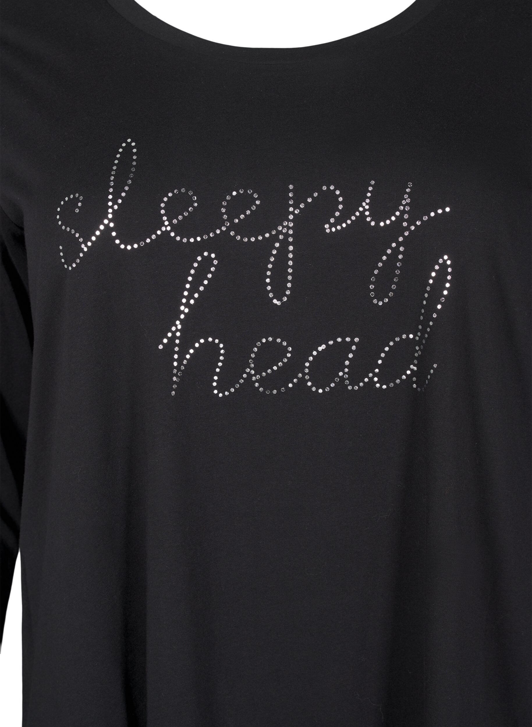 Zizzi Koszula nocna z dlugimi rekawami wykonana z bawelny organicznej, Czarne, Packshot image number 2