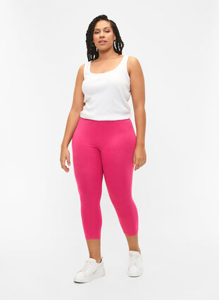 3/4-length wiskozowe legginsy w stylu basic, Raspberry Sorbet, Model image number 2