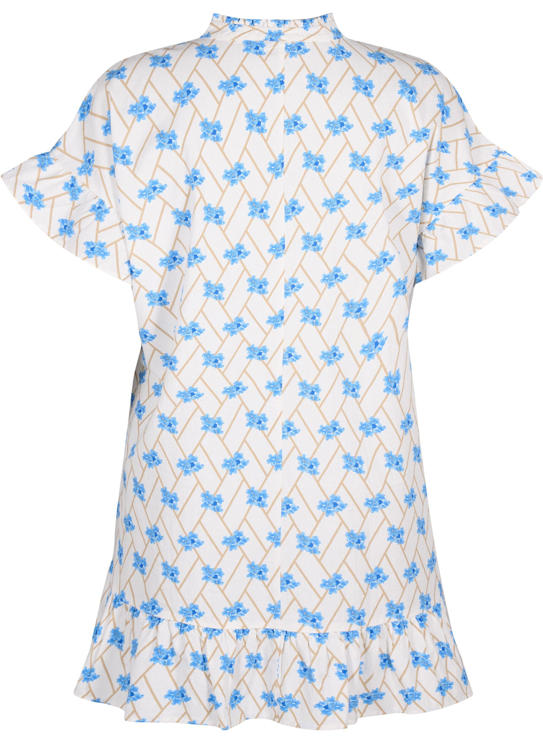 Zizzi Bawelniana tunika w kwiaty, Snow White Flower, Packshot image number 1