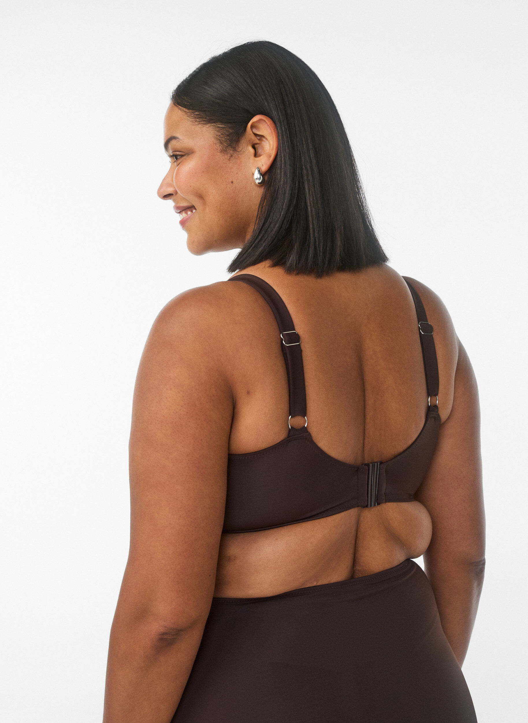 Zizzi Biustonosz z fiszbinami i drapowaniem, Brązowy, Model image number 2