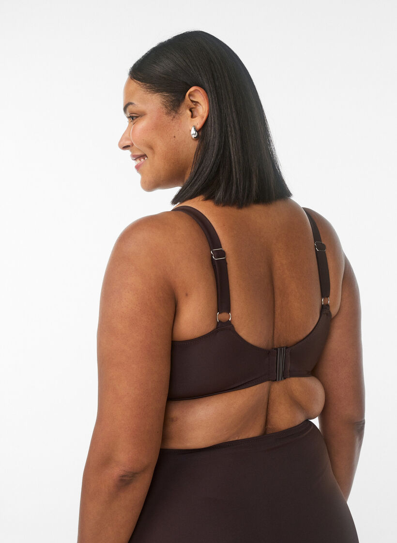 Biustonosz z fiszbinami i drapowaniem, Brązowy, Model image number 2